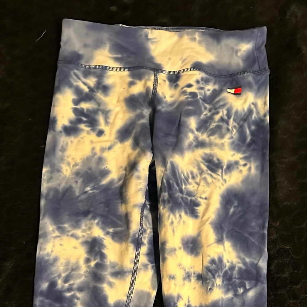 Tommy Hilfiger Womens Blue and White Tie-Dye Leggings